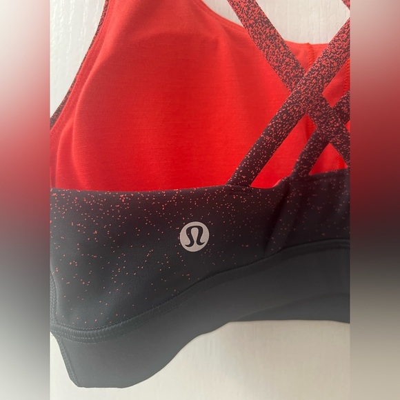 Lululemon Energy Bra Ombre Speckle Stop Jacquard EB Black Thermal Red (Size 6) - Picture 9 of 13